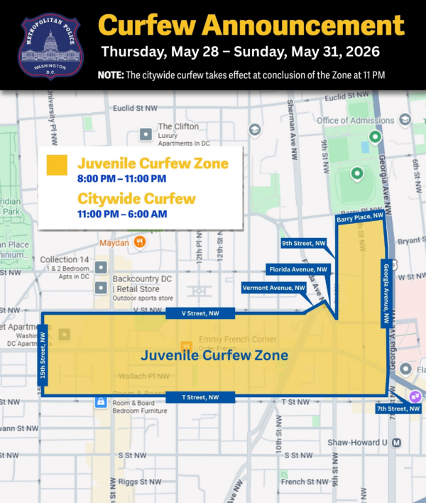 Map of U Street Curfew Zone