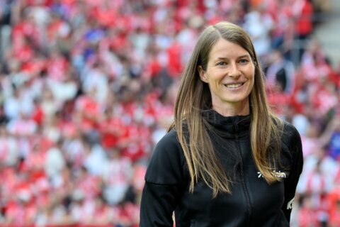 Marie-Louise Eta becomes first female head coach to win a Bundesliga game
