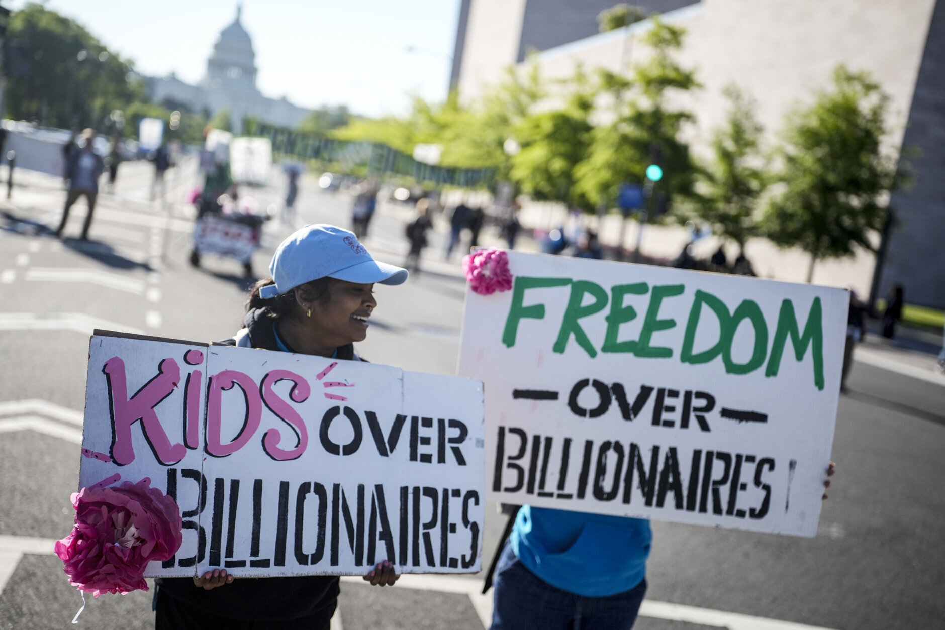 WASHINGTON, DC - MAY 01: Activists and organizers rally and shut down 4th and Pennsylvania Avenue to observe May Day and D.C. Statehood Day on May 01, 2026 in Washington, DC. (Photo by Jemal Countess/Getty Images for SPACEs in Action)