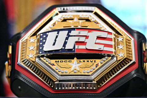 UFC championship belt is displayed
