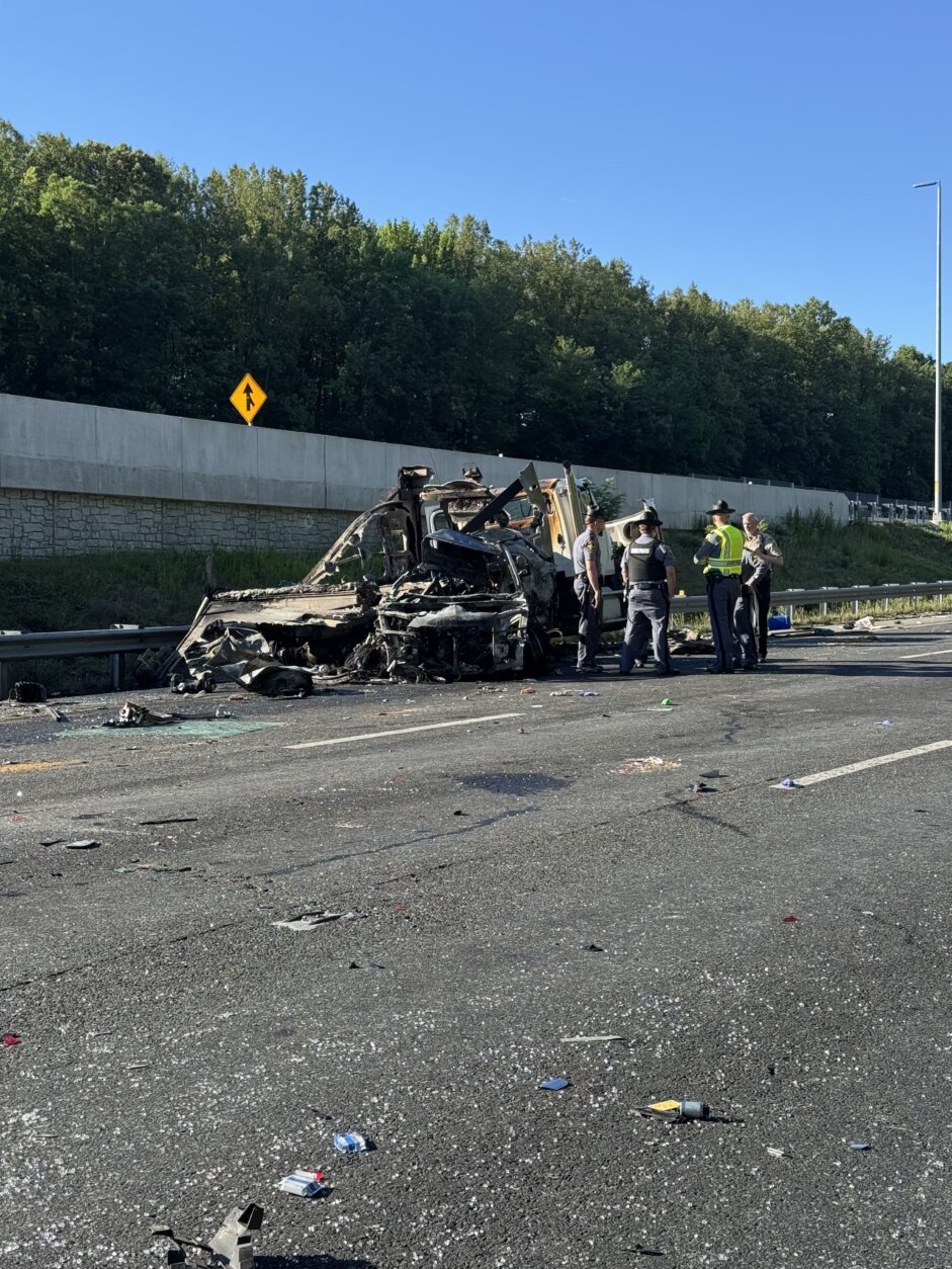 Multiple vehicles were involved in the crash, including at least two that caught fire.