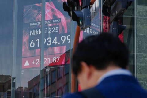 Asian shares mostly gain and oil prices fall after Trump says peace talks on Iran war are proceeding