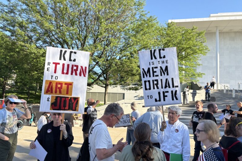 A protest Friday of President Trump's Kennedy Center actions turned into a party after a federal judge ordered that Trump's name be removed from the cultural and arts center.