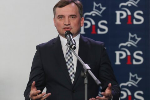 Former Polish justice minister who faces prosecution at home says he’s traveled from Hungary to US
