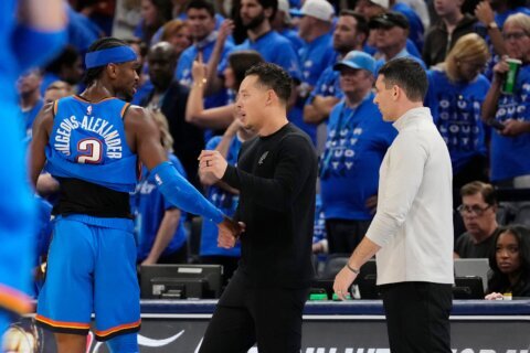 Gilgeous-Alexander tips his cap after Thunder fall to Spurs in Game 7 to end their title reign