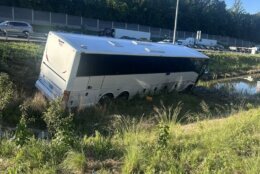 bus in ditch
