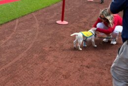 natty greets someone on the field