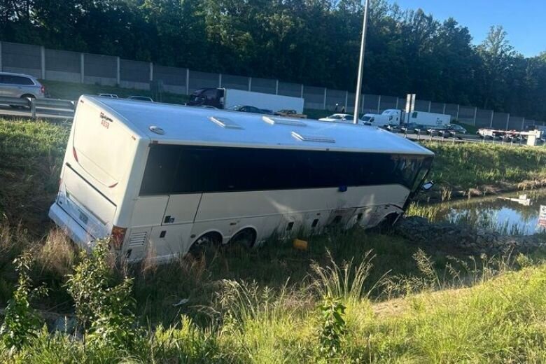 bus in ditch