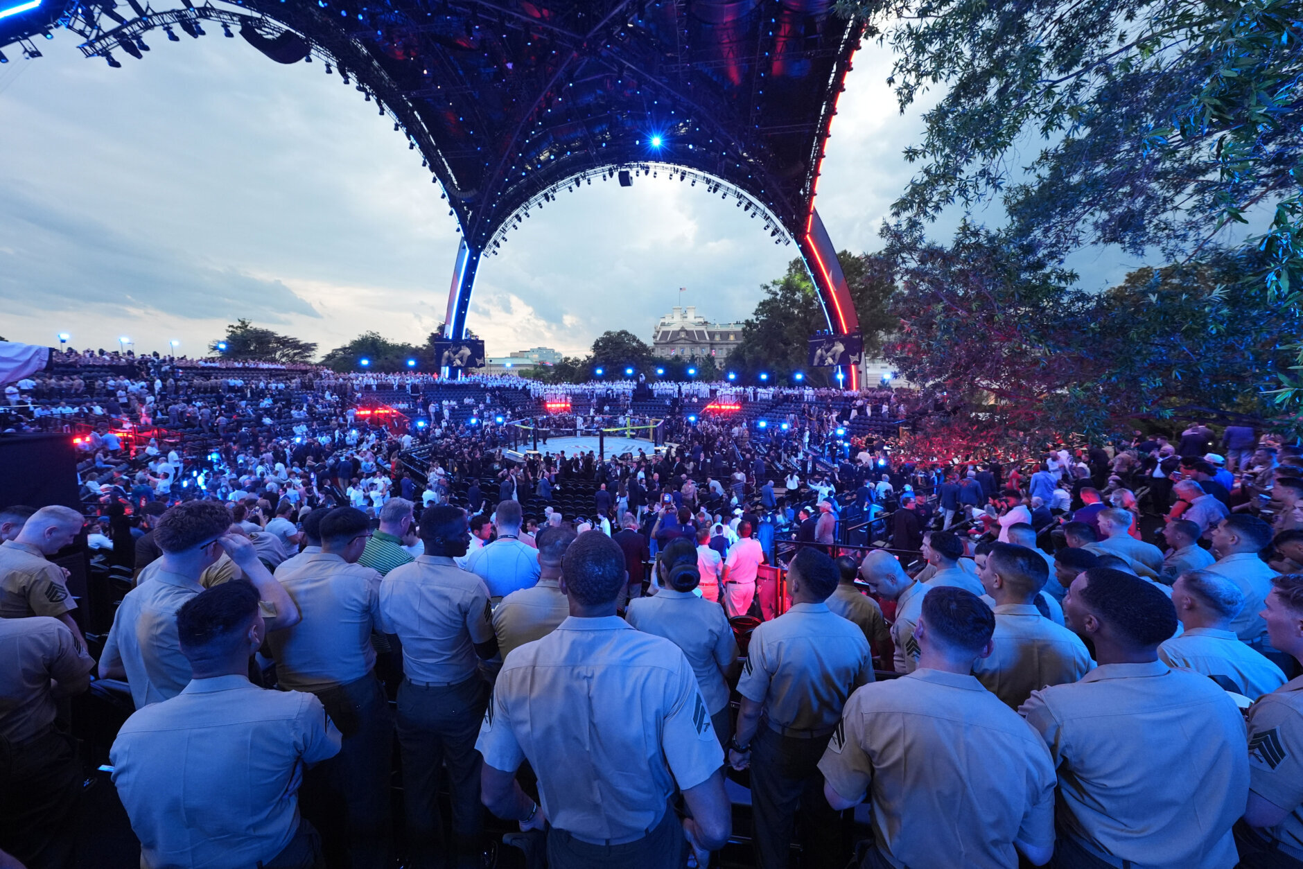 People arrive for UFC Freedom 250 fights on the South Lawn of the White House, Sunday, June 14, 2026, in Washington. (AP Photo/Alex Brandon)