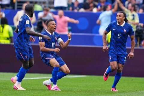 Kylian Mbappé of France scores his 15th World Cup goal, tying for 3rd most in history