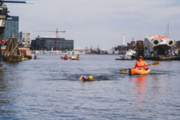 Katie Pumphrey swimming in open water