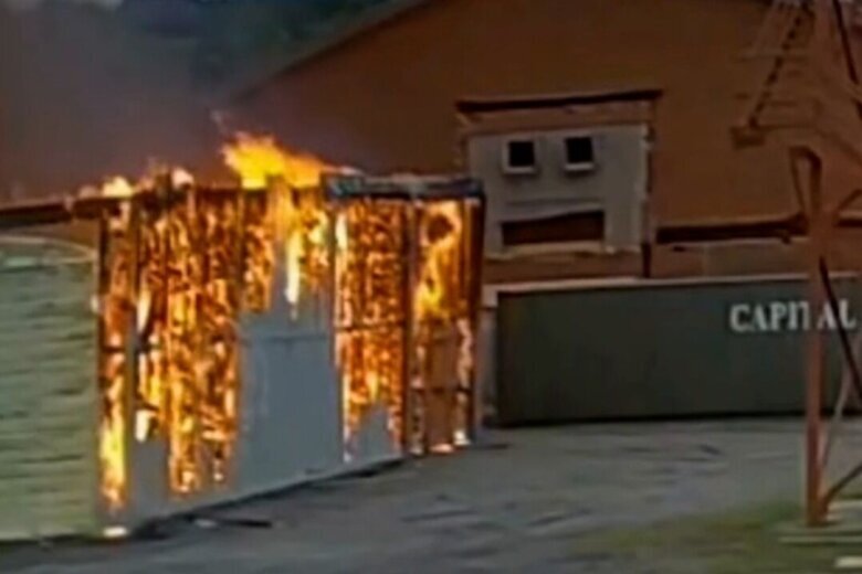 training facility on fire