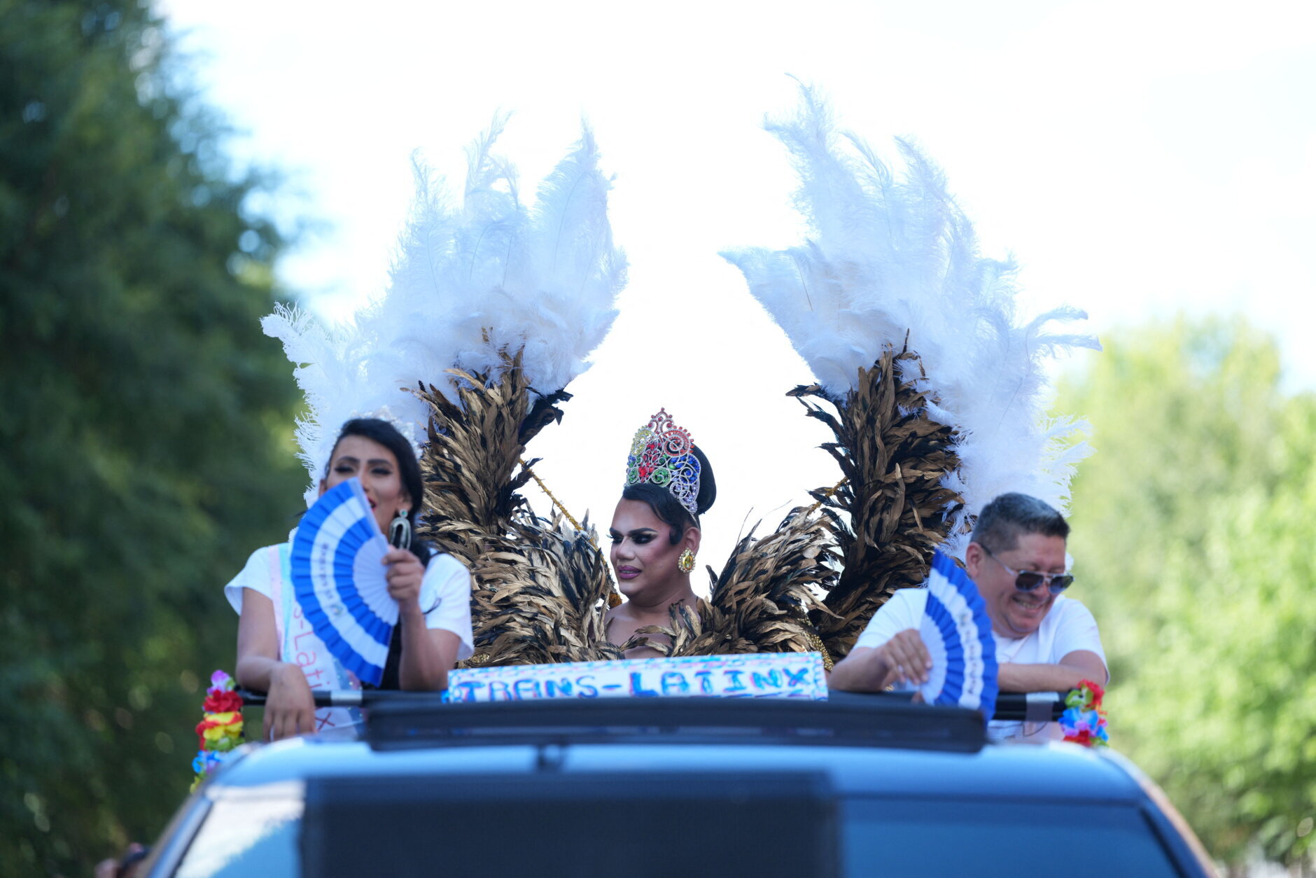 Parade-goers participate in the annual Capital Pride Parade in Washington, DC, on June 20, 2026.  (Photo by Ken Cedeno / AFP via Getty Images)