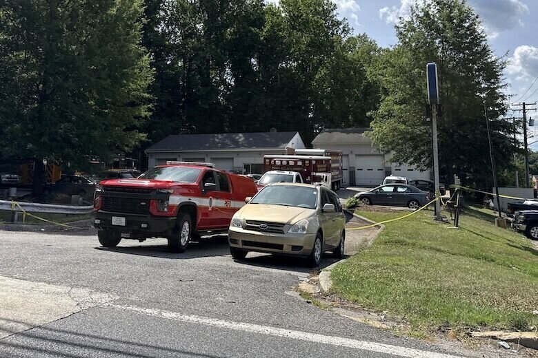 First responders are at the scene of a single-engine plane crash in Bowie, Maryland, that killed three people Saturday night. (WTOP/John Domen)