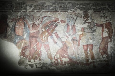 Italy displays paintings from an ancient Etruscan tomb, its latest cultural acquisition