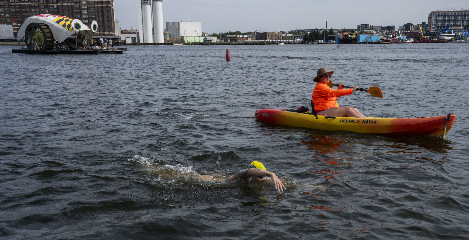 Katie Pumphrey swimming in open water