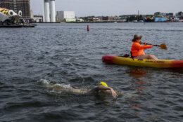 Katie Pumphrey swimming in open water
