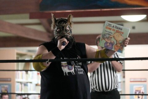 Wrestling matches provide an action-packed story time at US libraries, in photos