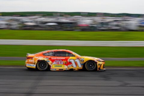 Denny Hamlin wins the NASCAR Cup race at Pocono for his third straight victory