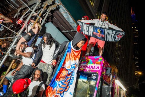 A ‘rowdy’ Knicks watch party ends with 21 in custody and 5 officers injured