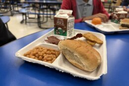 Tray of food and milk