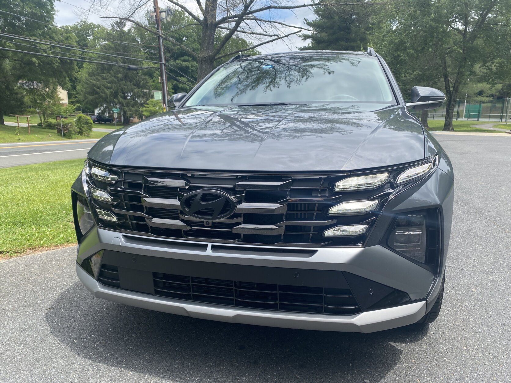 hyundai tucson pictured up close to front grill