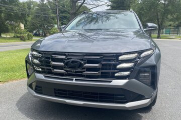 hyundai tucson pictured up close to front grill