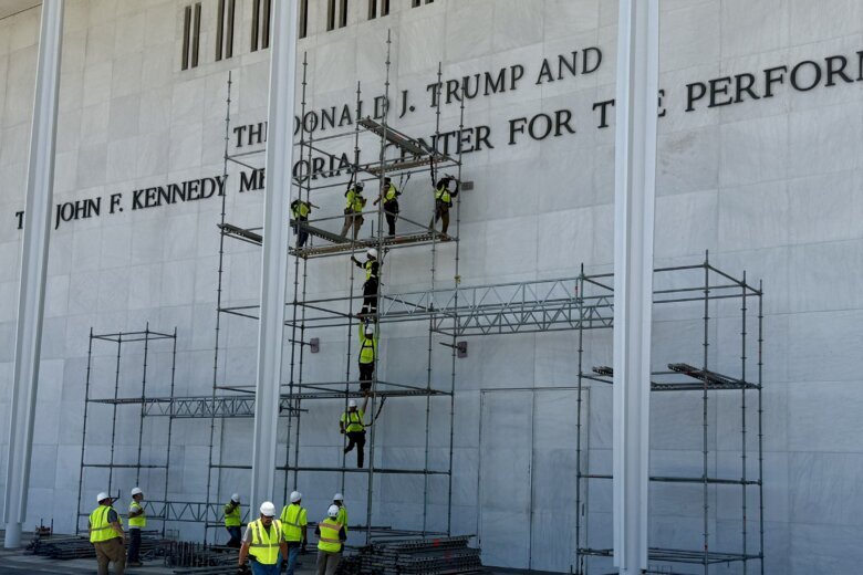crews work on Kennedy Center