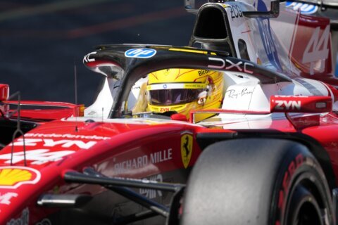 Hamilton celebrates 1st victory with Ferrari after winning Barcelona GP as Antonelli breaks down