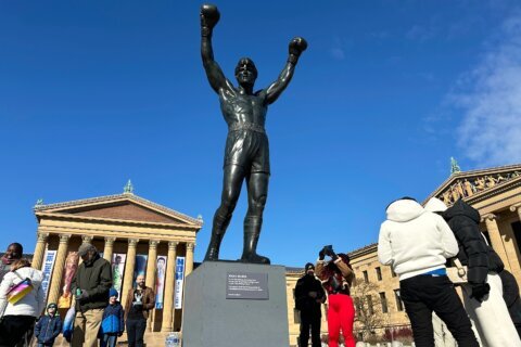 Brazilian soccer fans at the World Cup heed warning not to dress Rocky statue in team gear