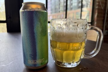 Beer and glass on the table