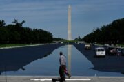‘Residual algae’ coats part of newly opened Reflecting Pool