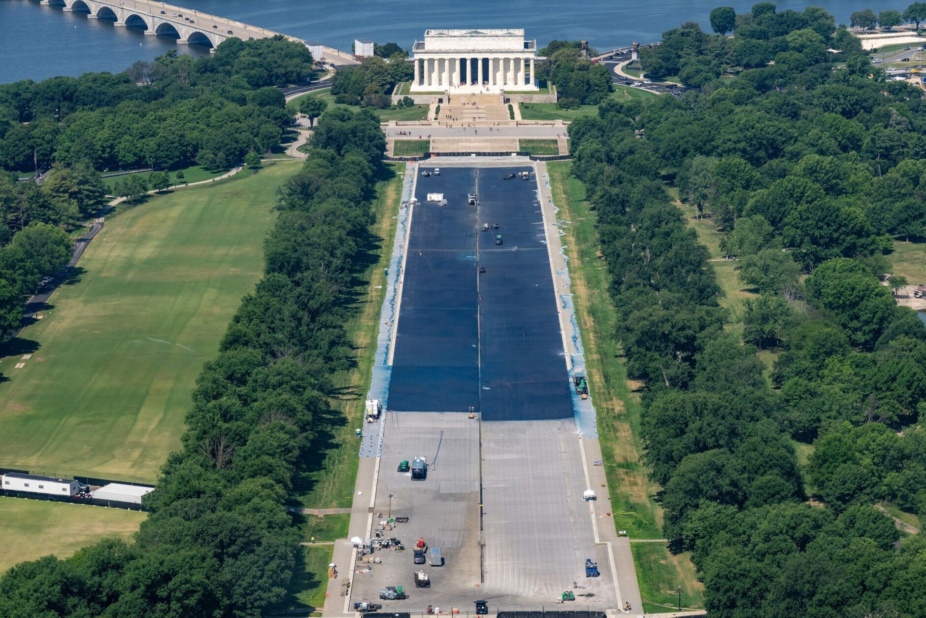 Reflecting pool during renovations