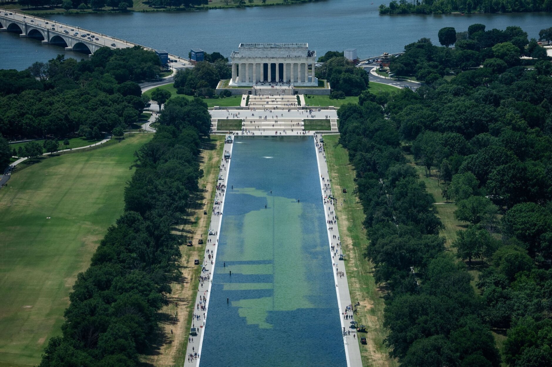 aerial view of reflecting pool