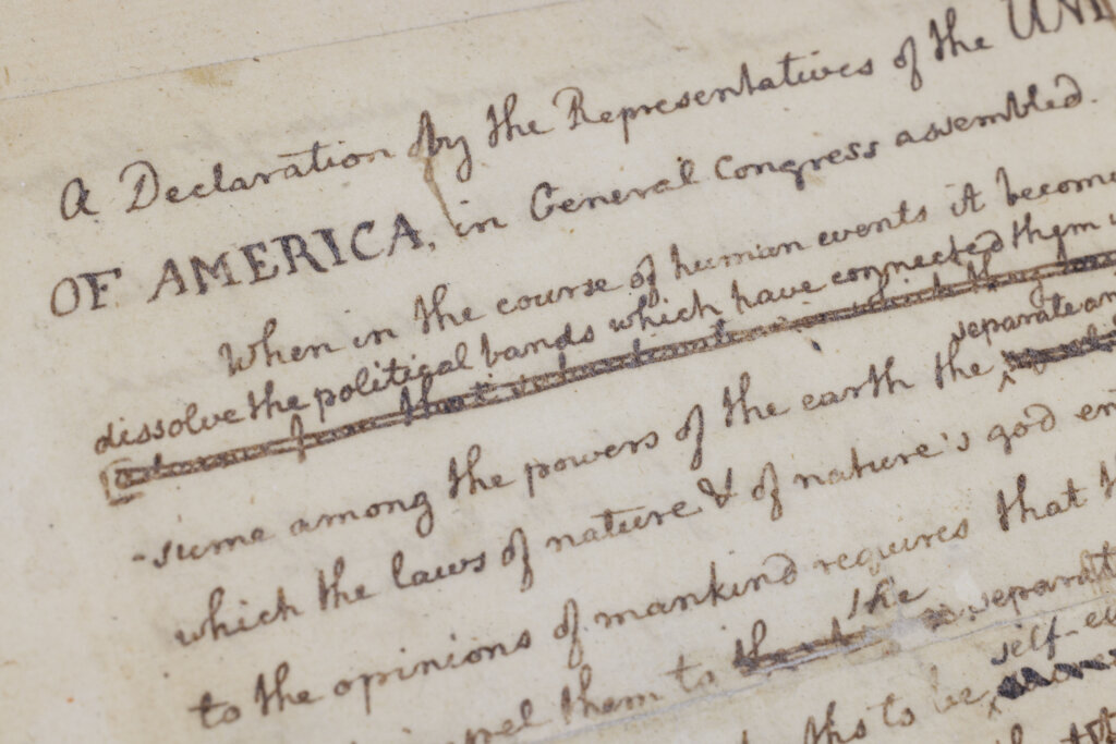 Library of Congress puts first draft of the Declaration of Independence on display for America 250