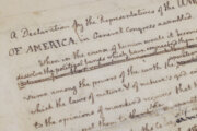 Thomas Jefferson's handwritten draft of the Declaration of Independence is on display.