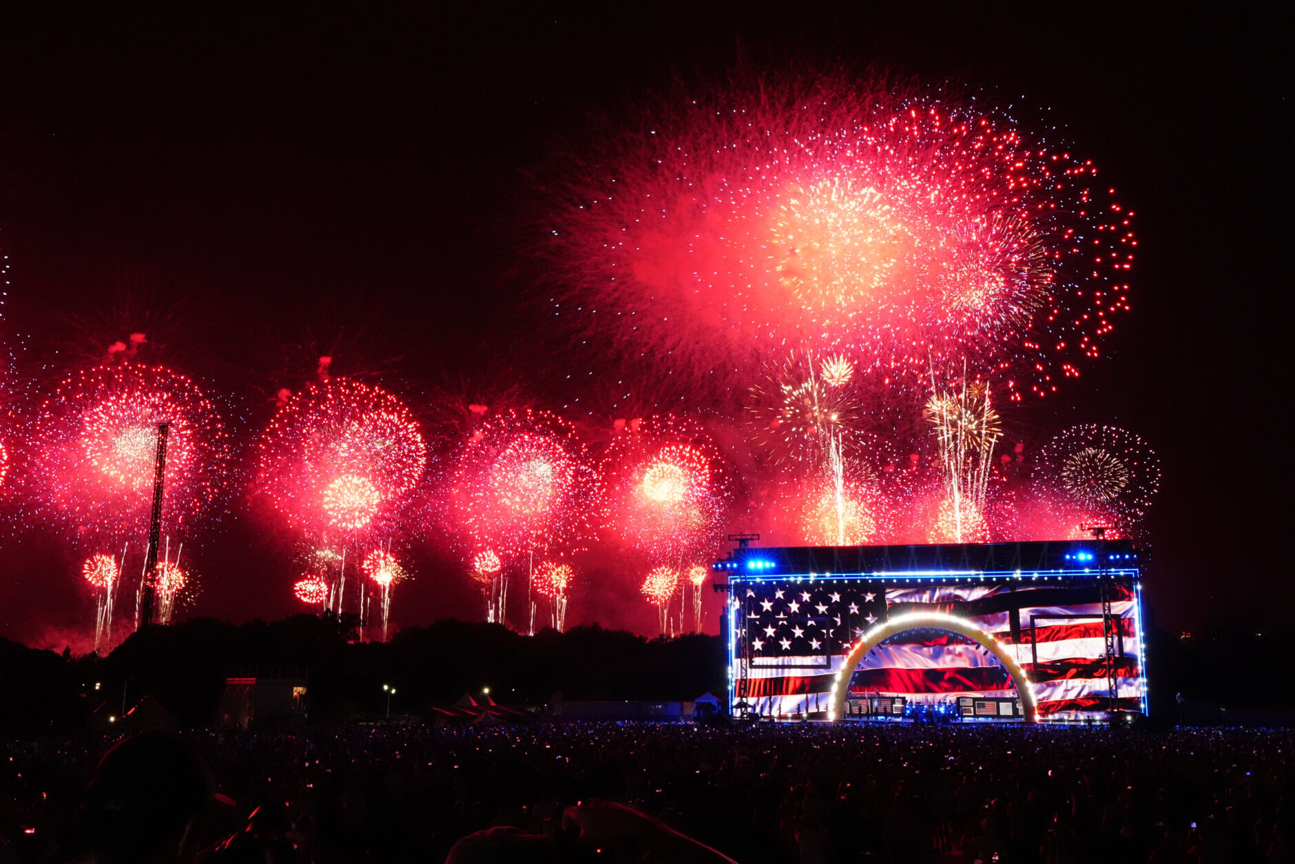 People watch fireworks at Salute to America