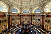 The inside of the Library of Congress. 