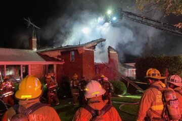 First responders on the scene of a deadly house fire in Silver Spring, Maryland.