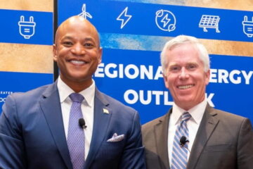 Gov. Wes Moore (left) with Jack McDougle, president and CEO of the Greater Washington Board of Trade