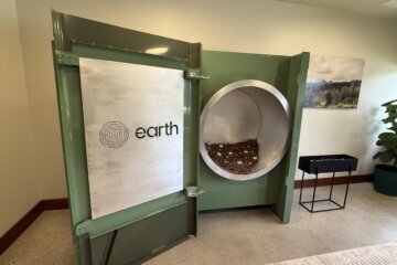 A cylinder of composted human flesh, known as a "vessel" in the human-composting space.
