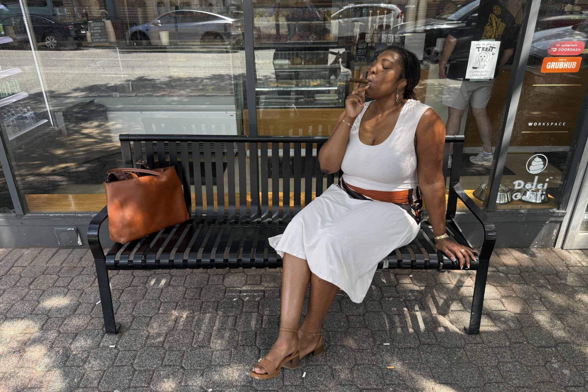 Mechelle Merkerson smoking a cigar