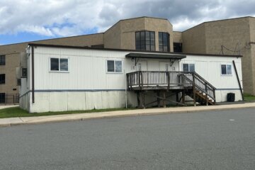 A temporary trailer at Centreville High School in Fairfax County, Virginia. 