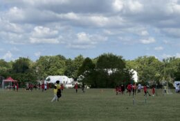 Children sprinting across a field