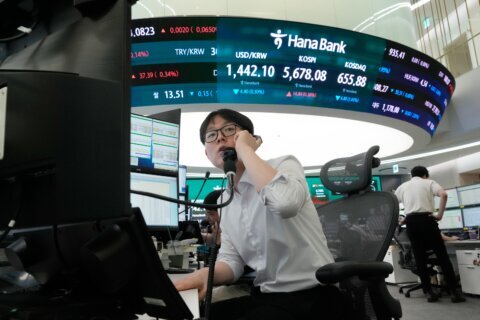 Oil prices slip and Asian shares are mostly lower as investors sell chipmaker stocks