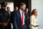 Vice President JD Vance arrives for a meeting with House Republicans at the US Capitol on July 15.