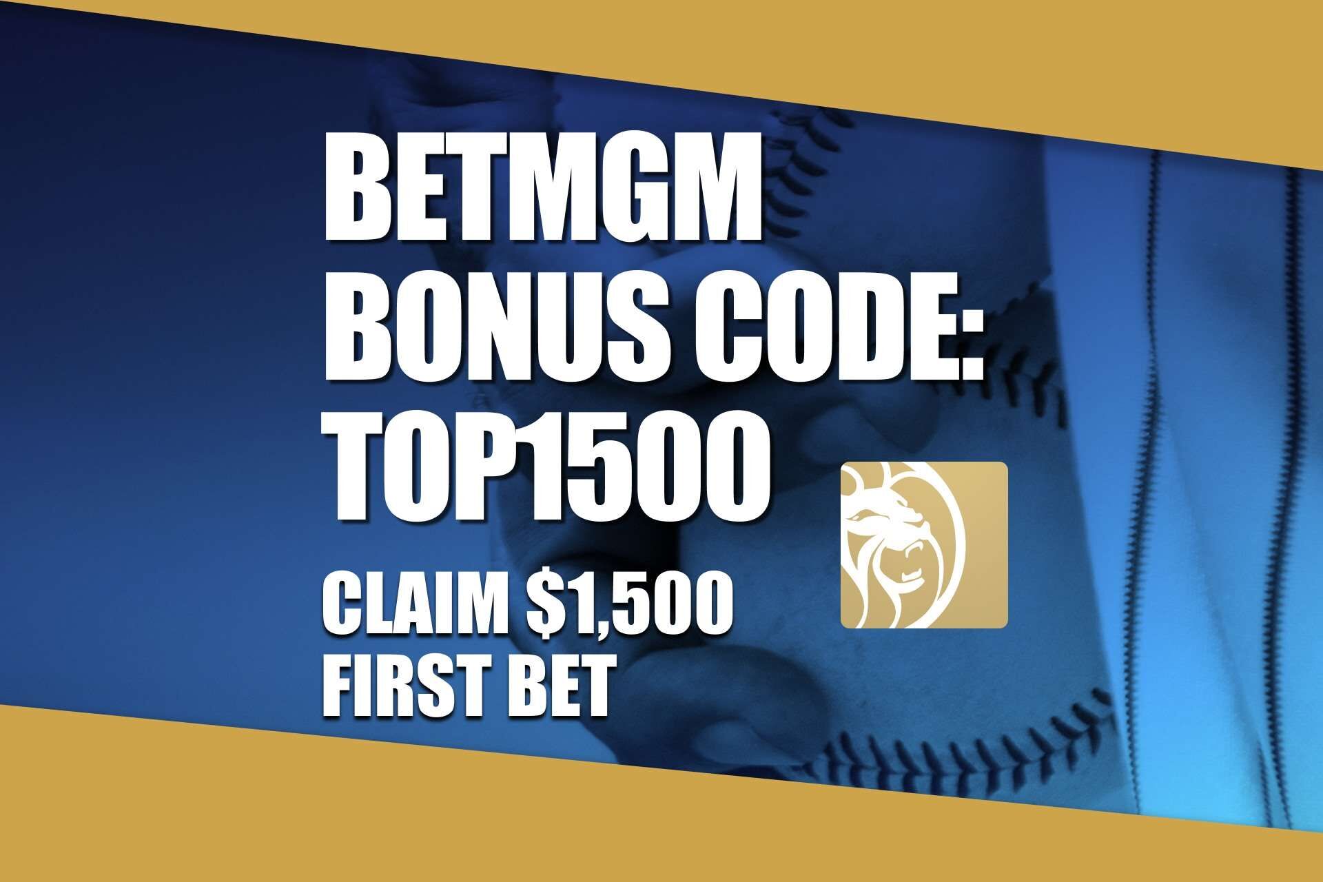 Baseball stadium backdrop showing BetMGM bonus promotional betting odds