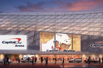 A look at the newest rendering of the exterior of the Capital One Arena during its major renovation.