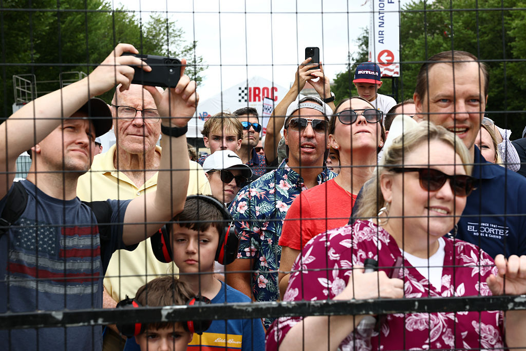 Fans try to get a view of the Freedom 250 Grand Prix