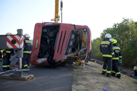A bus crash in Hungary kills 12 people, police say